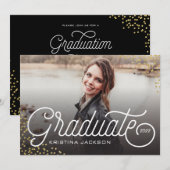 Stijlvol Afstuderen Glitter Confetti Kaart (Voorkant / Achterkant)