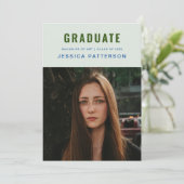 Stijlvol Afstuderen gouden mint bewerkbaar Afstude Aankondiging (Staand voorkant)