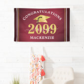 Stijlvol Afstuderen, jaar metallisch maroon Gold Spandoek (Insitu)