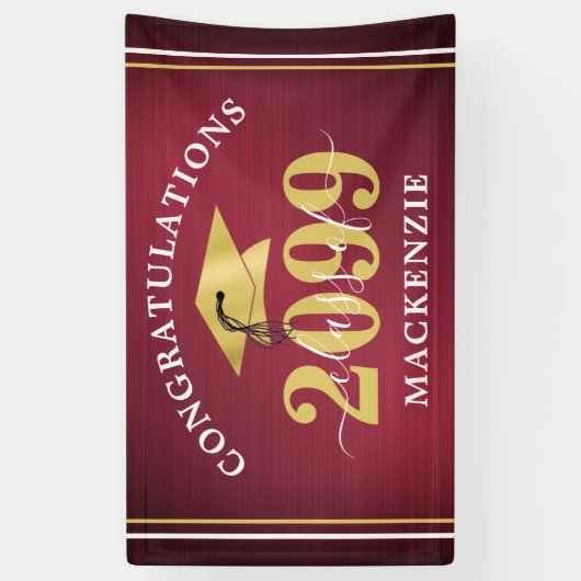 Stijlvol Afstuderen, jaar metallisch maroon Gold Spandoek (Verticaal)