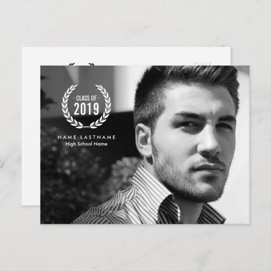 Stijlvol Afstuderen Laurel Wreath Photo Briefkaart (Voorkant / Achterkant)