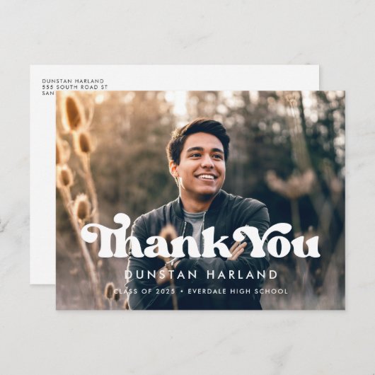 Stijlvol afstuderen Retro Foto Briefkaart (Voorkant / Achterkant)