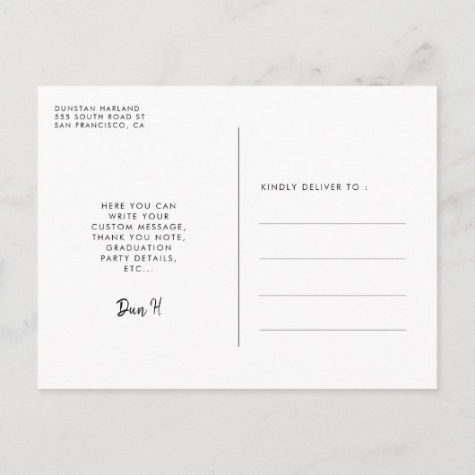 Stijlvol afstuderen Retro Foto Briefkaart (Achterkant)