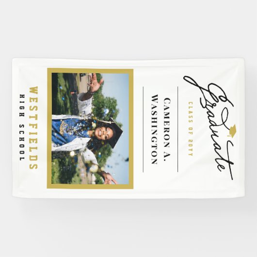 Stijlvol Afstuderen script één foto afstudeerfeest Spandoek (Horizontaal)