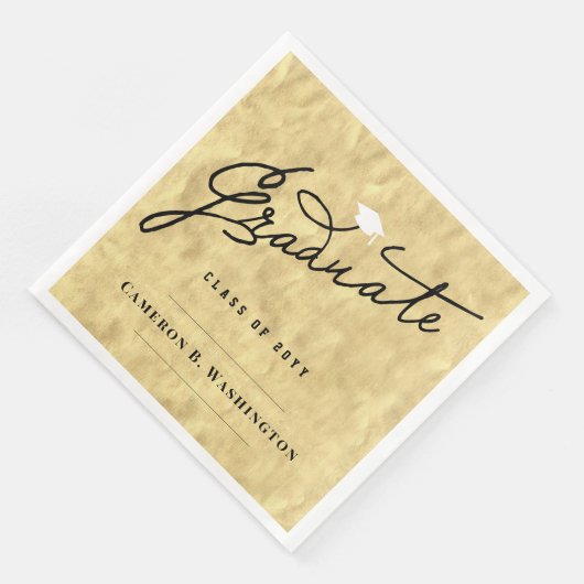 Stijlvol Afstuderen Script Gold Foil Graduation Pa Servetten (Hoek)