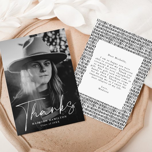 Stijlvol Afstuderen van de Foto van de Manuscript Bedankkaart