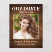 Stijlvol Afstuderen van de Rustic Country Wood Pla Briefkaart (Voorkant)