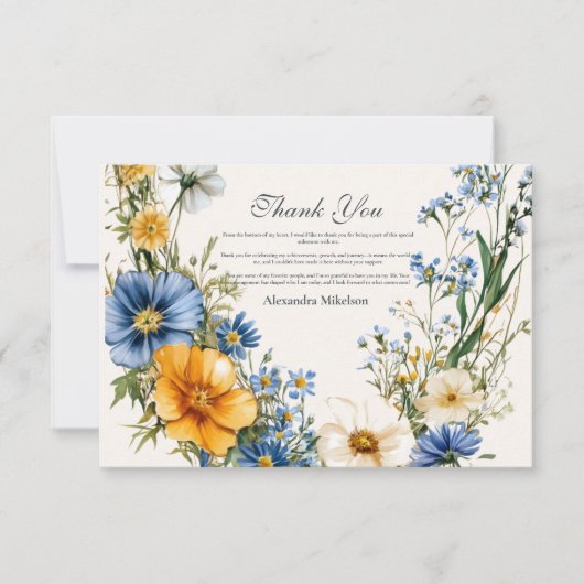 Stijlvol Afstuderen van de Veerbloem Bedankkaart (Voorkant)