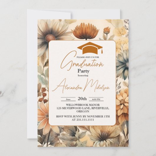 Stijlvol Afstuderen van de Veerbloem Kaart (Voorkant)