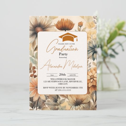 Stijlvol Afstuderen van de Veerbloem Kaart (Staand voorkant)