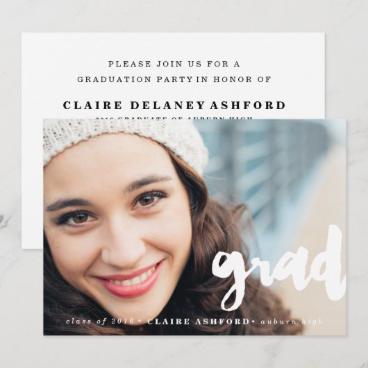 Stijlvol Afstuderen voor bestekken Foto-uitnodigin Kaart (Voorkant / Achterkant)