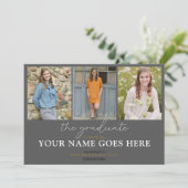 Stijlvol Afstuderen voor Steekproef Gray Foto Kaart (Staand voorkant)