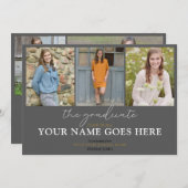 Stijlvol Afstuderen voor Steekproef Gray Foto Kaart (Voorkant / Achterkant)