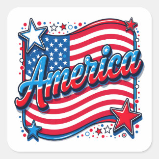 Stijlvol Amerika Vierkante Sticker