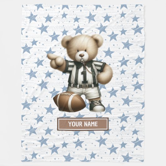 Stijlvol Amerikaans Football Teddybeer gepersonali Fleece Deken (Voorkant)