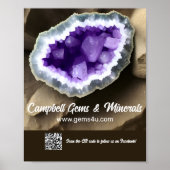 Stijlvol Amethist Geode Aangepast QR-Bord Poster (Voorkant)