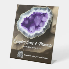 Stijlvol Amethyst Geode Custom QR Reclamebord Met Voetstuk