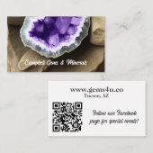 Stijlvol Amethyst Geode met QR-code Visitekaartje (Voorkant / Achterkant)
