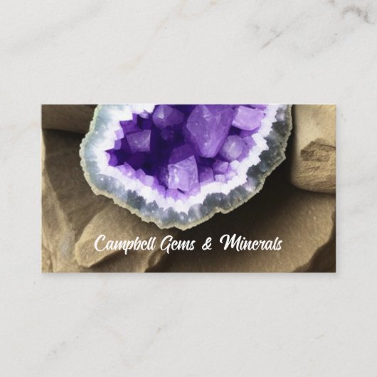 Stijlvol Amethyst Geode met QR-code Visitekaartje (Voorkant)