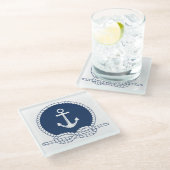 Stijlvol Anchor en Rope Glazen Onderzetter (Schuin)
