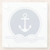 Stijlvol Anchor en Rope Glazen Onderzetter (Achterkant)