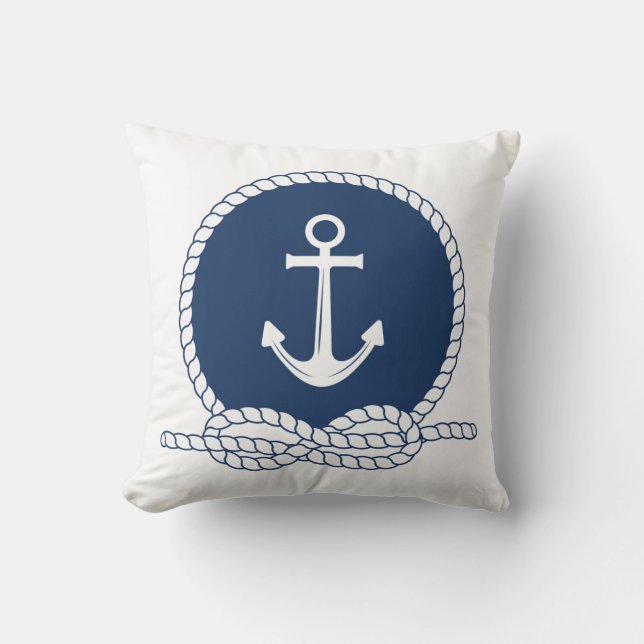 Stijlvol Anchor en Rope Kussen (Voorkant)