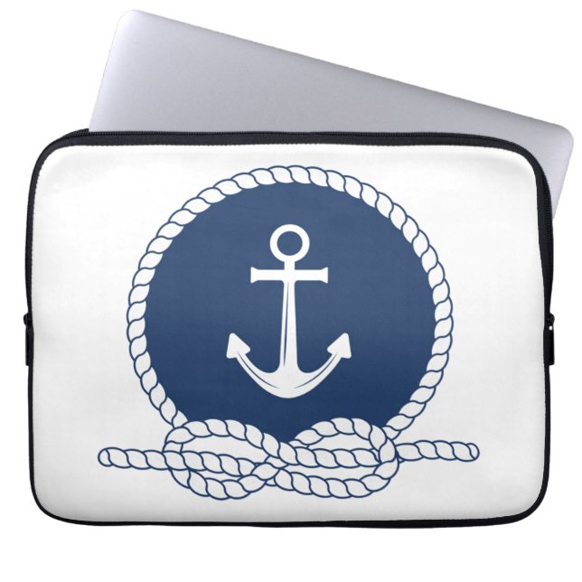 Stijlvol Anchor en Rope Laptop Sleeve (Voorkant)