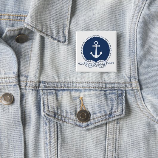 Stijlvol Anchor en Rope Vierkante Button 5,1 Cm (In situ)