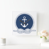 Stijlvol Anchor en Rope Vierkante Klok (Huis)