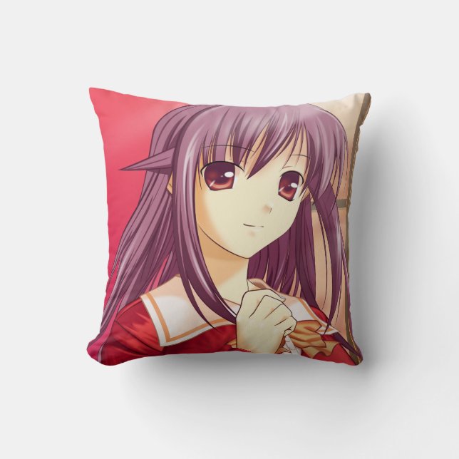 Stijlvol Anime Meisje Omkeerbaar Kussen (Voorkant)