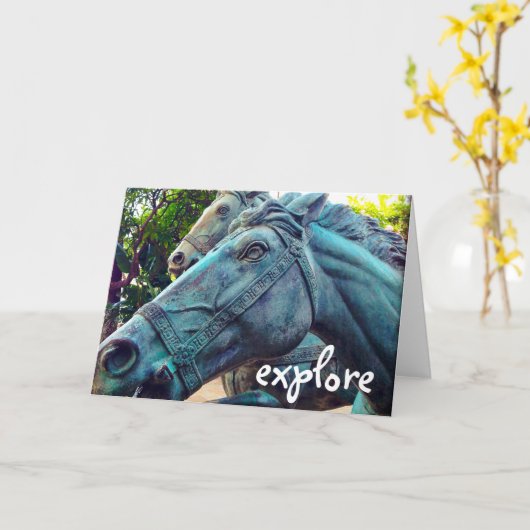 Stijlvol Antiek Turquoise Horses Onderzoek Manuscr Kaart (Gele Bloem)