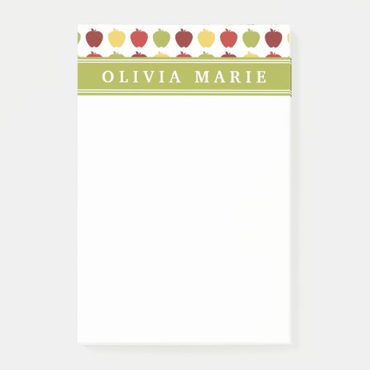 Stijlvol Apple Pattern met Persoonlijke naam Post-it® Notes (Voorkant)