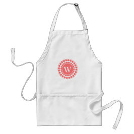 Stijlvol apron met koraalrode stippen en monogram standaard schort