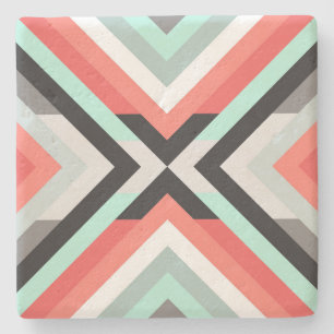 Stijlvol Aqua Coral Color Block Decorative Design Stenen Onderzetter