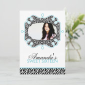 Stijlvol Aqua Lijst Sweet Sixteen Kaart (Staand voorkant)