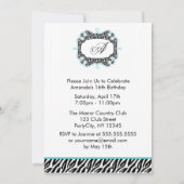 Stijlvol Aqua Lijst Sweet Sixteen Kaart (Achterkant)