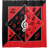 Stijlvol Art Deco Music-thema Red Black White Douchegordijn (Voorkant)