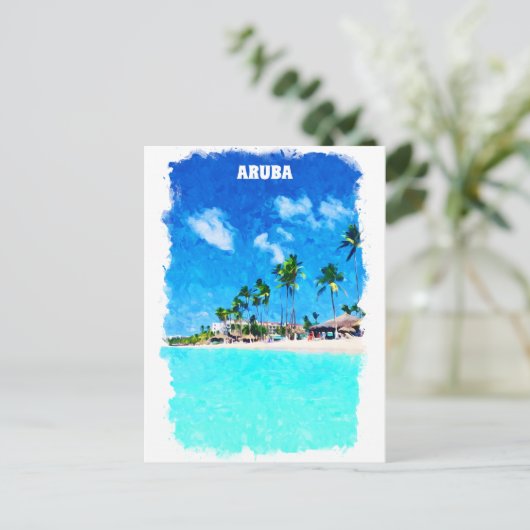 Stijlvol Aruba Caribbean Beach Paradise Briefkaart (Staand voorkant)
