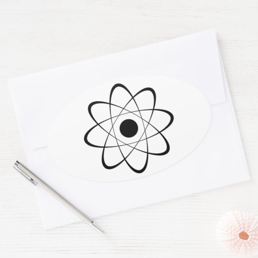 Stijlvol Atom-symbool Ovale Sticker (Envelop)