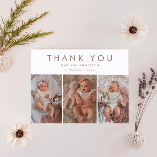 Stijlvol Baby shower 3 foto's dank u Briefkaart