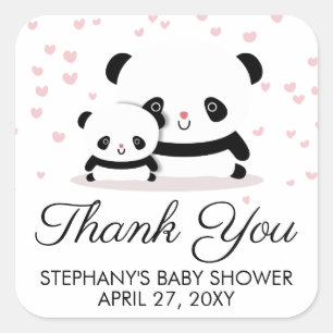 Stijlvol Baby shower Cute Panda Dank u Stickers