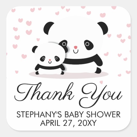 Stijlvol Baby shower Cute Panda Dank u Stickers (Voorkant)