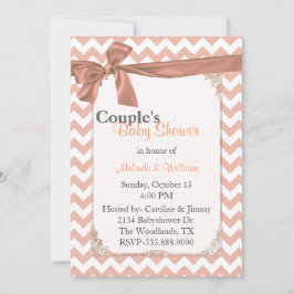 Stijlvol Baby shower van Peach Chevron Couple Kaart