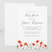 Stijlvol Baby shower van rode papaver Kaart (Voorkant / Achterkant)