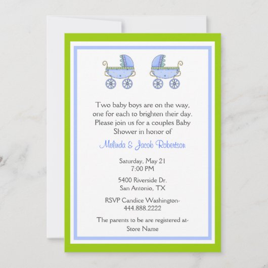 Stijlvol Baby shower voor tweekleppige jongens Kaart (Voorkant)