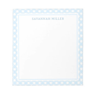Stijlvol babyblauw en wit gingham-patroon notitieblok
