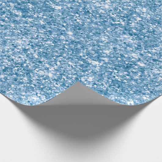Stijlvol Babyblauw schimmer Glitter Glam Pattern Cadeaupapier (Hoek)