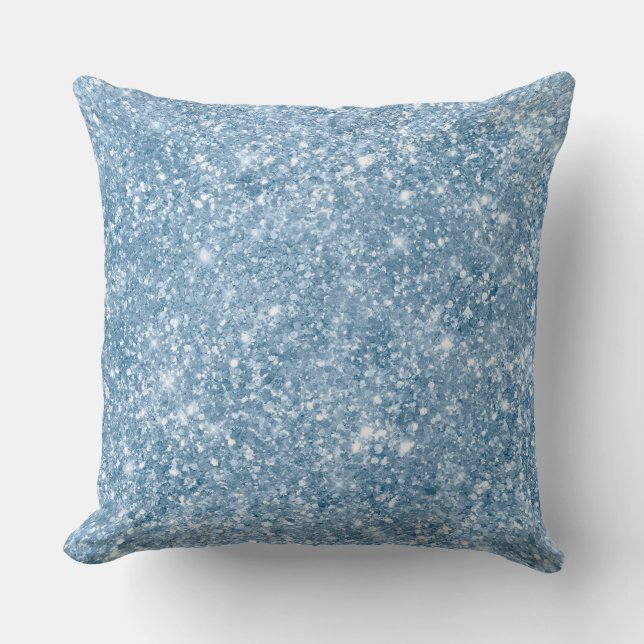 Stijlvol Babyblauw schimmer Glitter Glam Pattern Kussen (Voorkant)