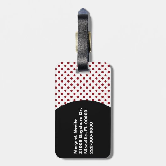 Stijlvol Bagagelabel met pooldots en ladybug (Achterkant verticaal)