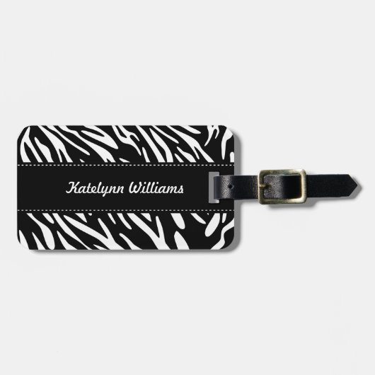 Stijlvol Bagagelabel voor aangepaste zebra afdrukk (Voorkant horizontaal)
